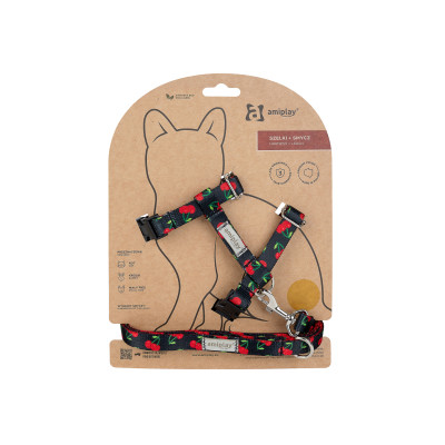 SZELKI + SMYCZ BE HAPPY CAT M CHERRY