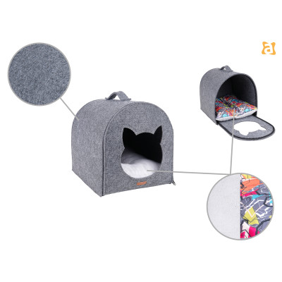 DOMEK DLA KOTA QUPRESS 2IN1 HYGGE SZARY