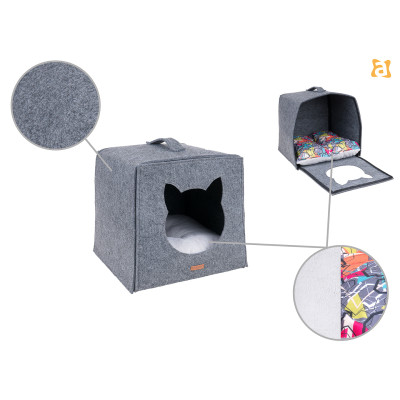 KOSTKA DLA KOTA QUPRESS 2IN1 HYGGE SZARY