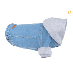 KURTKA Z KAPTUREM DENIM 50 CM NIEBIESKI